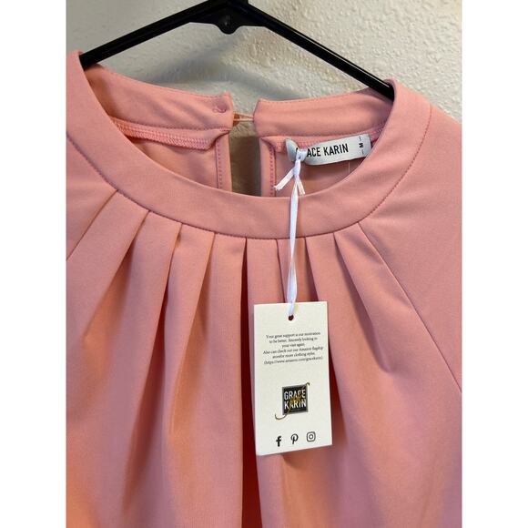 NWT Grace Karin Pleated High Neck Pencil Skirt Dress Size Medium - Picture 2 of 10